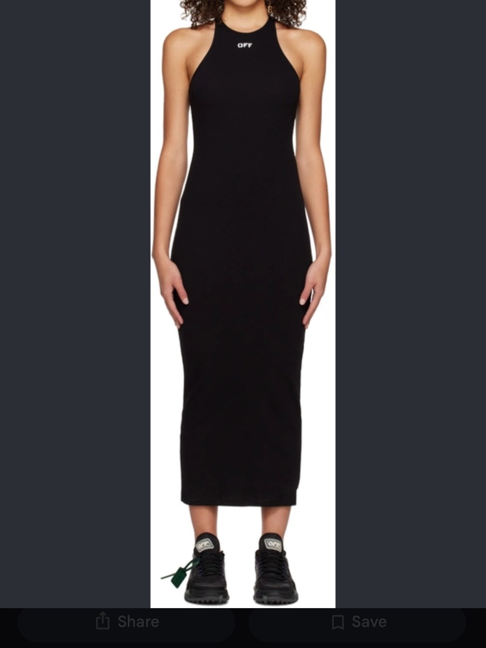 Off-White Black Halter Ribbed Maxi Dress